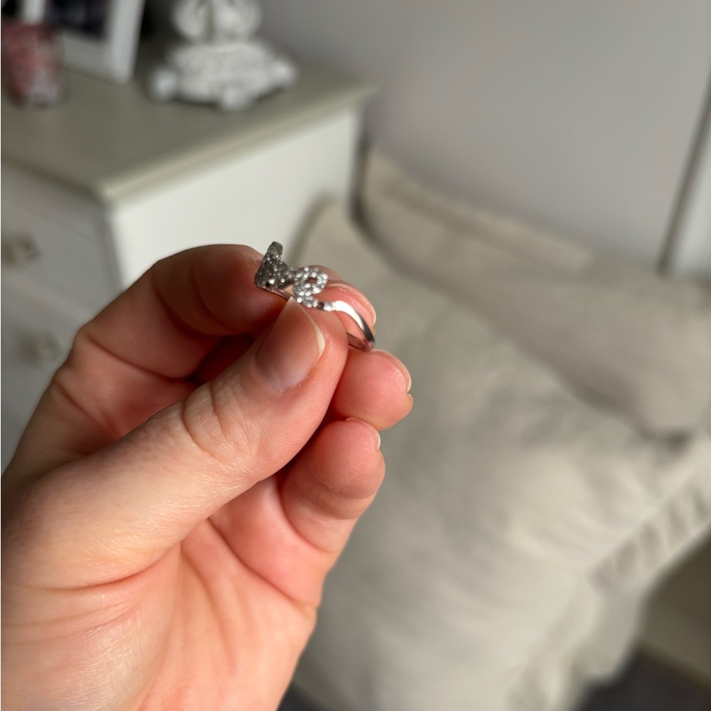 Love Script Crystal Ring In Silver - image 3